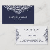 Carte De Visite Dentelle blanche et bleue réversible (Devant / Derrière)