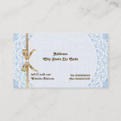 Carte De Visite Dentelle blanche et burlap bleu (Dos)