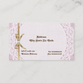 Carte De Visite Dentelle blanche et burlap rose (Dos)
