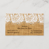 Carte De Visite Dentelle blanche et perles sur burlap orange (Dos)