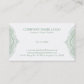 Carte De Visite Dentelle Blanche Paisley Mandala Sur Sage Green (Dos)