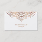 Carte De Visite Dentelle blanche Rose-or Mandala (Devant)