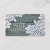 Carte De Visite Dentelle blanche rustique Turquoise Barne Bois Rem (Devant)