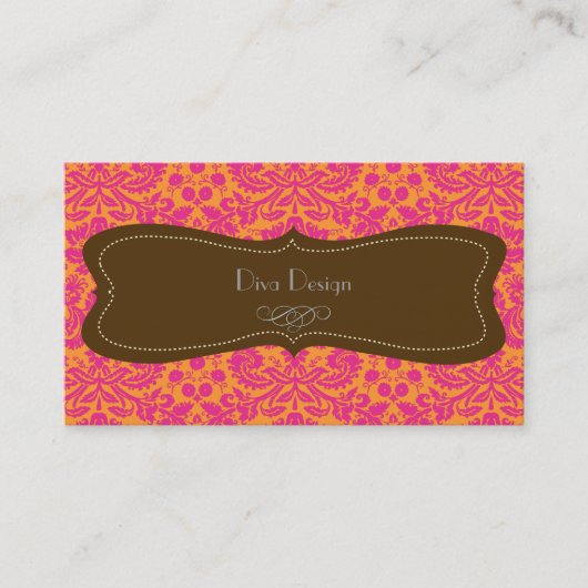 Carte De Visite Dentelle, damas baroque /rose chaud/marron (Devant)