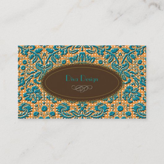 Carte De Visite Dentelle, damas baroque /turquoise/marron (Devant)