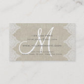 Carte De Visite Dentelle de lin Monogramme simple (Dos)