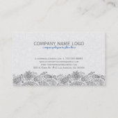 Carte De Visite Dentelle De Paisley Florale Blanche Et Grise (Dos)