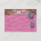 Carte De Visite Dentelle de zèbre de rose de plume de paon de (Dos)