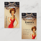 Carte De Visite Dentelle d'or de femme de bijoux (Devant / Derrière)