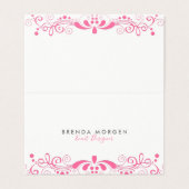 Carte De Visite Dentelle Élégante Fille Rose (Extérieur déplié)