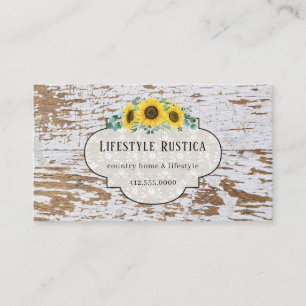 Carte De Visite Dentelle en bois rustique Shabby Grunge Tournesol