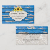 Carte De Visite Dentelle en bois rustique Shabby Grunge Tournesol  (Devant / Derrière)