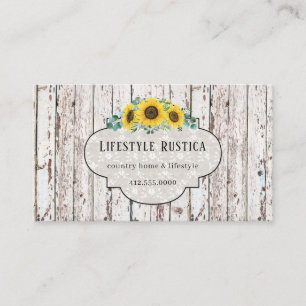 Carte De Visite Dentelle en bois rustique Shabby Grunge Tournesol 