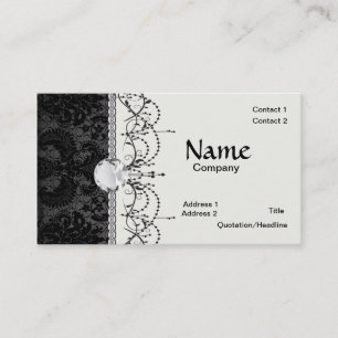 Carte De Visite dentelle fausse motif damassé noir gris
