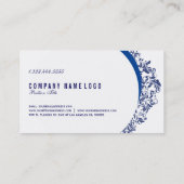 Carte De Visite Dentelle florale blanche et marine (Dos)