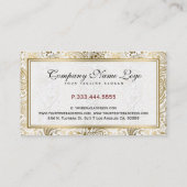 Carte De Visite Dentelle Florale Blanche Et Or Paisley 2 (Dos)