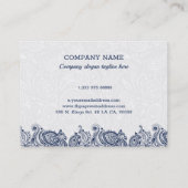 Carte De Visite Dentelle florale bleu marine et blanc (Dos)