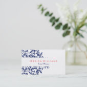 Carte De Visite Dentelle Florale Bleue Et Marine (Debout devant)