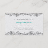 Carte De Visite Dentelle florale gris et blanc (Dos)