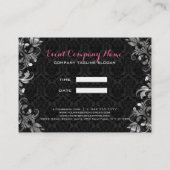 Carte De Visite Dentelle Florale Noire Et Argent (Dos)