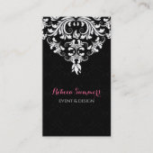 Carte De Visite Dentelle Florale Noire Et Blanc Mariage (Devant)