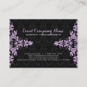 Carte De Visite Dentelle Florale Noire Et Lavande (Dos)