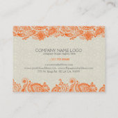 Carte De Visite Dentelle Florale Orange Et Beige Paisley (Dos)