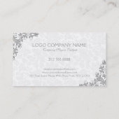 Carte De Visite Dentelle gris clair peluche blanc Damas (Dos)