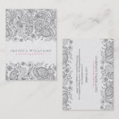 Carte De Visite Dentelle gris pâle sur Arrière - plan blanc (Devant / Derrière)