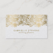 Carte De Visite Dentelle Or Et Blanc De Paisley (Devant)