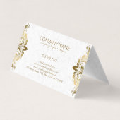 Carte De Visite Dentelle Or Et Damas Blanc (Dos)