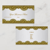 Carte De Visite Dentelle Or Ornat Blanc Élégant Classé (Devant / Derrière)