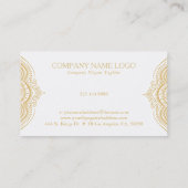 Carte De Visite Dentelle Or Paisley Mandala En Blanc (Dos)