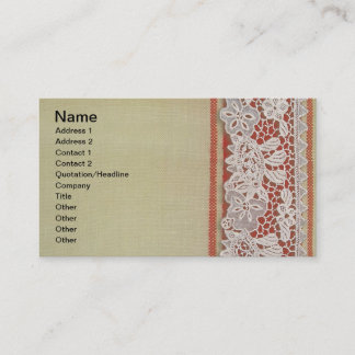 Carte De Visite Dentelle Rose Antique Rouge Rustique Burlap Victor