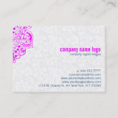 Carte De Visite Dentelle rose chaude et Damas noir et blanc révers (Dos)