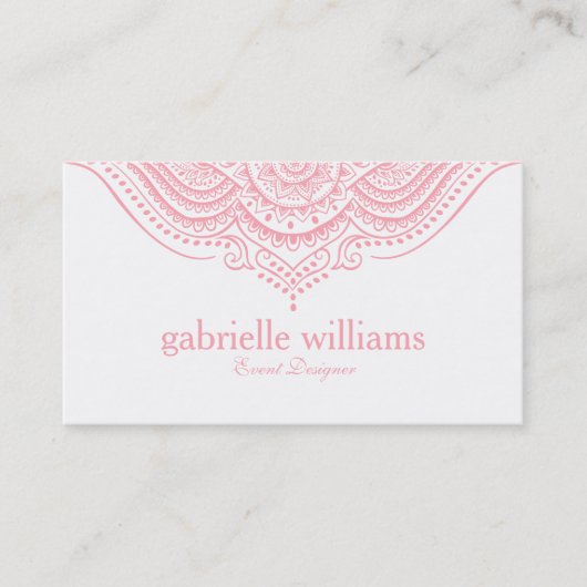 Carte De Visite Dentelle rose Paisley Mandala (Devant)