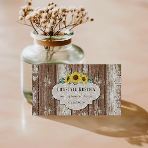 Carte De Visite Dentelle rustique en bois Shabby Grunge Tournesol