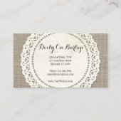 Carte De Visite Dentelle rustique sur Burlap Brown naturel (Devant)