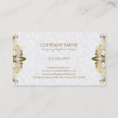 Carte De Visite Dentelle Tourbillonnant d'or sur les Damas blanche (Dos)