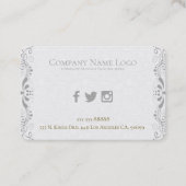 Carte De Visite Dentelle tourbillonnant florale gris clair (Dos)