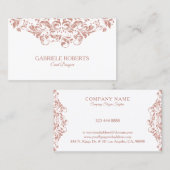 Carte De Visite Dentelle Tourbillonnant rose-or (Devant / Derrière)