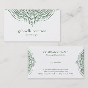 Carte De Visite Dentelle vert olive Paisley Mandala