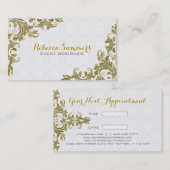 Carte De Visite Dentelles d'or Damas blanches (Devant / Derrière)