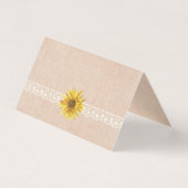 Carte De Visite Dentelles rustiques & Burlap Mariage de tournesols (Dos)