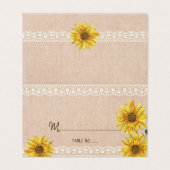 Carte De Visite Dentelles rustiques & Burlap Mariage de tournesols (Extérieur déplié)
