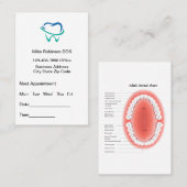 Carte De Visite Dentist Appointment And Tooth Chart Busines (Devant / Derrière)