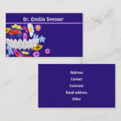 Carte de visite Dentist Flower Spin Blue (Devant / Derrière)