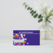 Carte de visite Dentist Flower Spin Blue (Debout devant)