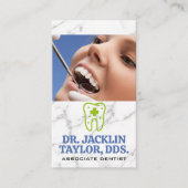 Carte De Visite Dentist Inspecter les dents | Logo d'aide dentaire (Devant)