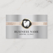 Carte De Visite Dentist Modern Tooth Logo Silver Dental Office (Devant)